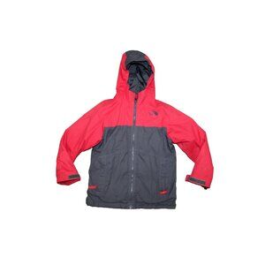 North Face Jacket Boys Small 7/8 Red Black Hooded DryVent Fleece Lining Outdoor